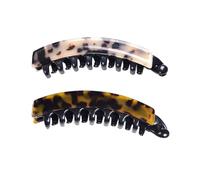 HAMPPLIES Lot de 2 Pinces à Cheveux Vintage en Acétate, Grandes Griffes Léopard et Écaille de Tortue, Maintien Fort pour Cheveux Volumineux, Accessoires Coiffure Femmes et Filles, Usage