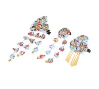 HAMPPLIES Lot De 3 Épingles À Cheveux De Style Accessoires Floraux Pinces À Cheveux Japonaises Jolies Barrettes À Pompons Kimono Traditionnelles
