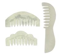 HAMPPLIES Lot De 3 Peignes De Massage En Jade Naturel, Peigne à Cheveux Pour Femme, Assortiment, Doux Peau, Relaxation Et Soin Du Cuir Chevelu