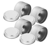 HAMPPLIES Lot de 4 Pots Ronds en Fer Argenté avec Couvercles pour Bougies Votives et Petits Objets, pour Création de Bougies et Rangement Artisanal