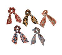 HAMPPLIES Lot De 5 Élastiques Cheveux D'écharpe, Motifs Floraux Aléatoires, Élastiques Multifonctionnels Pour Femmes Et Filles, Accessoires Coiffure Pratiques Et Décoratifs