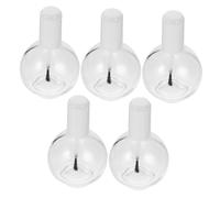 HAMPPLIES Lot De 5 Flacons En Verre Pour Vernis à Ongles 75 Ml Petits Transparents Avec Pinceau Blanc Rechargeables Pour Manucure Voyage Usage Professionnel