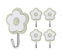 HAMPPLIES Lot de 5 Mini Crochets Adhésifs Réutilisables Verts, Crochets Muraux Décoratifs à Motifs Floraux, 5,6 X 4,1 X 2,5 Cm, Supports Pratiques pour Serviettes, Manteaux, Clés
