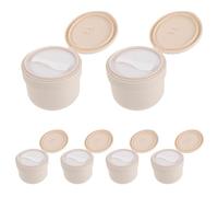 HAMPPLIES Lot de 6 Pots Cosmétiques en Plastique Pp 300ml avec Cuillères et Couvercles, Pots de Gommage Corporel Mats Antidérapants, Contenants Vides Rechargeables pour Crème Visage et