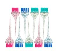 HAMPPLIES Lot de 9 Pinceaux Applicateurs de Teinture Capillaire en Plastique avec Manche Ergonomique - Pinceaux pour Coloration Mèches Retouches - Bleu Rose et Vert - Outil Professionnel