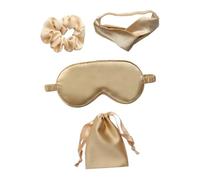 HAMPPLIES Masque de Sommeil Soie Artificielle Kit avec Bandeau et Doré Masque Occultant Pratique pour Nuit Relaxante et des Yeux