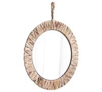HAMPPLIES Miroir Mural Rond Rotin Tressé Décoratif pour Salon et Salle de Bain Miroir Suspendu Style Naturel pour Chambre Accessoire de Décoration Murale Artisanale