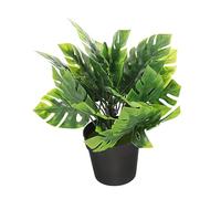 HAMPPLIES Monstera Artificielle Mini Feuille Dos Tortue, Pot Compact Plastique Givré, Décoration Intérieure pour Salle De Bain Bureau, Petite Plante Décorative pour Étagère, 1 Pot