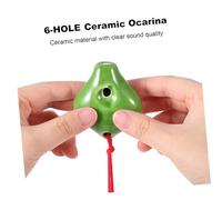 HAMPPLIES Ocarina Céramique Mini pour Débutants Instrument Pratique avec Lanière et Partition Forme Fraise Mélodieux et Design