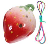 HAMPPLIES Ocarina Céramique Portable Forme Fraise Rouge et Blanc pour Débutants avec Partition et Cordon Instrument Pratique et Cadeau Original