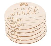 HAMPPLIES Panneaux en Bois sans Bavure et Sécurisés 5 Pièces pour Annonce de Naissance Bébé pour Photos Commémoratives la Chambre D'garçon et Filles