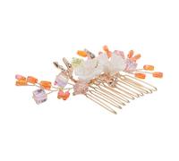 HAMPPLIES Peigne à Cheveux Latéral Mariage en Strass Vintage, Fourchette à Cheveux de Mariage de Fleur Dorée Légère, Accessoire Coiffure Fête pour Mariée et Demoiselles D’honneur, Maintien