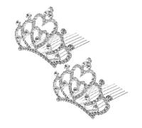 HAMPPLIES Peigne à Diadème Strass pour Garçon et Filles Filles, Lot de 2, Taille Petite, Léger et Sûr, Accessoire Cheveux pour Spectacles Danse Anniversaire, Coiffure Princesse Blanche