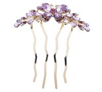 HAMPPLIES Peigne Latéral Strass à 4 Dents Pour Cheveux Femme Violet, Accessoire Coiffure Chignon Élégant, Postiche Décoratif Léger Pour Mariage Et Événements