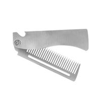 HAMPPLIES Peigne Pliant Acier Inoxydable pour Barbe et Moustache Portable Mini Peigne de Voyage pour Hommes Coiffage et Entretien Grand Format Argenté