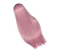 HAMPPLIES Perruque Longue Droite Synthétique Rose Pastel Femme Fille Cheveux Naturels -partie Confort Respirant pour Quotidien Fête Cosplay