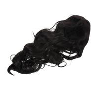 HAMPPLIES Perruque Longue Ondulée Résistante Chaleur Perruque Noire Naturelle Bouclée avec Séparation Centrale pour Cosplay Fête et Port Quotidien Femmes