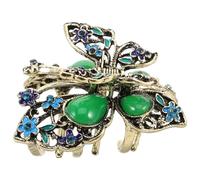 HAMPPLIES Pince à Cheveux Vintage Strass Griffe Anti-glisse Accessoire Style Japonais et Chinois pour Femmes et Filles Bijou de Coiffure Élégant Bleu