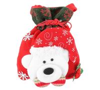 HAMPPLIES Pochette de Noël 3D en Tissu Non Tissé Paquet à Bonbons Thème Ours Résistant à L’Humidité Léger et Solide pour Friandises Snacks et Présents Festifs