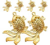 HAMPPLIES Porte-clés Pendentif Vintage En Laiton, Lot De 6 Mini Décorations Suspendues Forme Poisson Rouge Rétro, Accessoires Artisanaux Diy, Décoration Porte-clés Pour Présent Et Usage Quotidien