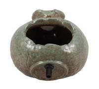 HAMPPLIES Pot Cascade Décoratif en Céramique Vintage Verte, Petit Format, Bocal de Circulation d'eau pour Intérieur et Extérieur, Fontaine D'ornement pour Aquarium, Jardin et Balcon,