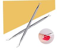 HAMPPLIES Repousse-cuticules En Acier Inoxydable, Double Extrémité, Cuillère Incurvée, Argenté, Outil De Nettoyage Pour Cuticules D'ongles, Usage Professionnel Et Domestique, Manucure Et Pédicure