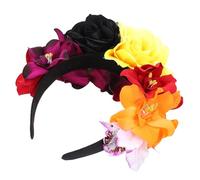 HAMPPLIES Serrage-tête à Roses Artificielles Halloween, Bandeau Floral Taille Unique, Accessoire Coiffure pour Fête, Déguisement Dia de Los Muertos, Coiffe de Mariée Élégante, Présent