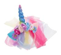 HAMPPLIES Serrage-Tête Licorne Coloré Voile pour Filles Bandeau Floral Arc-en-Ciel Doux et Antidérapant Accessoire Cheveux pour Fête Anniversaire Carnaval et Cosplay 1 Pièce