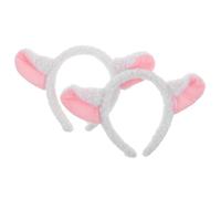 HAMPPLIES Serrage-têtes Oreilles D'agneau Accessoires de Costume Animal en Peluche Blanche Légère et Élastique Lot de 2 pour Garçon et Filles et Adultes, pour Cosplay et Sorties