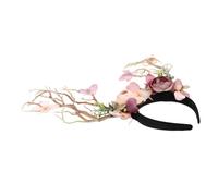 HAMPPLIES Serre-tête Noël Cerf Décoratif Avec Branches Et Fleurs Bandeau Cheveux Épais Pour Fêtes Photos Cosplay Et Événements Festifs