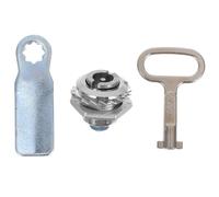 HAMPPLIES Serrure D'armoire Électrique en Alliage de Zinc Argenté, Kit de Verrouillage à Came Cylindre S, Clé Incluse, Verrou de Compteur de Gaz, Serrure pour Coffret et Poubelle, Usage