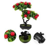 HAMPPLIES Simulation Arbre Fruiter Artificiel avec Pot Décoration Intérieure Maison et Bureau Faux Bonsaï et Réaliste Plante Verte Intérieur pour Table et Salon