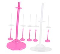 HAMPPLIES Support De Poupée Stable Doll Stand Pour Doll Showcase Support D’Affichage Pour Poupée Et Accessoires Base Large Pour Table Et Étagère 6 Pièces Transparentes Et Roses