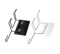 HAMPPLIES Support Mural Adhésif Pour Sèche-cheveux Lot De 2, Inoxydable, Taille Standard, Anti-perçage, Cintre De Salle De Bain Cuisine Et Chambre, Finition Noir Et Transparent