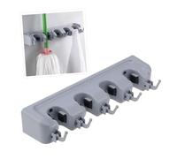 HAMPPLIES Support Mural Multifonction avec Emplacements et Crochets Abs Fixation Murale Robuste pour Balais et Serpillères Rangement Pratique pour Salle de Bain et Cuisine Capacité par