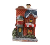 HAMPPLIES Villa de Noël Lumineuse LED Résine Décorative pour Fête de Noël Modèle de Maison Illuminée avec Lumière Jaune Intégrée Ornement de Bureau et Intérieur