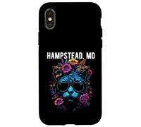Hampstead Maryland Chat Portant des Lunettes de Soleil et des Fleurs Coque pour iPhone X/XS