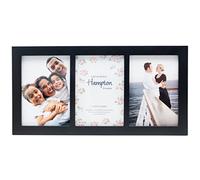 Hampton Frames | Cadre photo 3 ouvertures, MDF noir 13x18 cm, façade acrylique sans verre | Fixations pivotantes, montage mural ou autonome | Pour exposer vos souvenirs