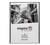Hampton Frames | Cadre photo A4 argent, façade sans verre | Insertion facile par l’arrière, léger, format standard | Pour affiches, décoration intérieure
