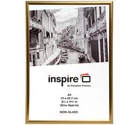 Hampton Frames | Cadre photo A4 doré 21 x 30 cm plastique façade plexiglas | Affichage mural ou sur pied clips pivotants orientation portrait/paysage | Protège photos et certificats