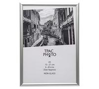 Hampton Frames | Cadre photo aluminium A5, argenté, 15x21 cm, plexiglas sécurisé | Portrait ou paysage, fixation murale ou autonome, dos clipsé | Pour photos et certificats