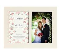 Hampton Frames | Cadre photo double | 10 x 15 cm, blanc, bois MDF, verre | Multi-ouvertures, montage mural ou autonome, profil plat 22 mm
