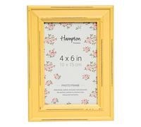 Hampton Frames | Cadre photo en bois, 10 x 15 cm, jaune vieilli, verre | Dos rabattable, clips pivotants, suspension murale | Convient pour photo paysage ou portrait
