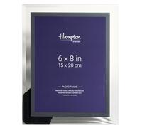 Hampton Frames cadre photo en verre miroir noir 15x20 cm, bords biseautés, profil 4,2 cm, support velours, pour portrait ou paysage, élégant pour décoration intérieure