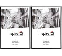 Hampton Frames | Cadre photo Marbla3 A3 29,7x42 cm, noir, plastique, vitre plexiglas | Passe-partout, ressorts | Pour diplôme, affiche, photo (Lot de 2)