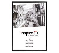 Hampton Frames | Cadre photo Marbla3 A3 29,7x42 cm, noir, plastique, vitre plexiglas | Passe-partout, ressorts | Pour diplôme, affiche, photo