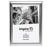 Hampton Frames Cadre Photo PILA4SHIN-NG Noa4 - Cadre pour affiches ou photos, format A4, design moderne, décoration murale, couleur argentée