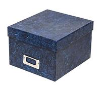Hampton Frames | Coffret de rangement photos rigide, 22,3 x 19,8 x 14,2 cm, bleu effet marbre | Séparateurs inclus, sans acide, capacité 700 photos 13x18 cm | Conservation