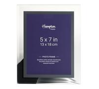 Hampton Frames Greenwich cadre photo 13x18 cm, verre transparent biseauté, incrustation miroir, support velours noir, format portrait ou paysage, décoration maison