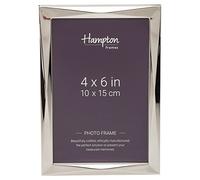 Hampton Frames Lucca cadre photo 10x15 cm, motif diamant 15 mm, finition argentée, verre, dos velours gris, pose verticale ou horizontale, autonome